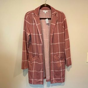Maurice’s Plaid Collared Cardigan Mauve Size Small NWT